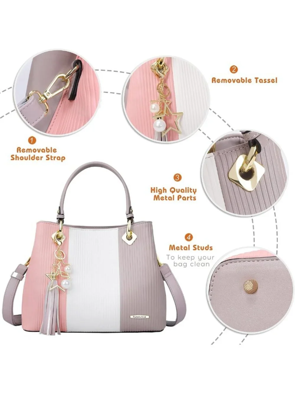 Stylish Leather Top Handle Handbags for Women | Medium Purses with Multiple
